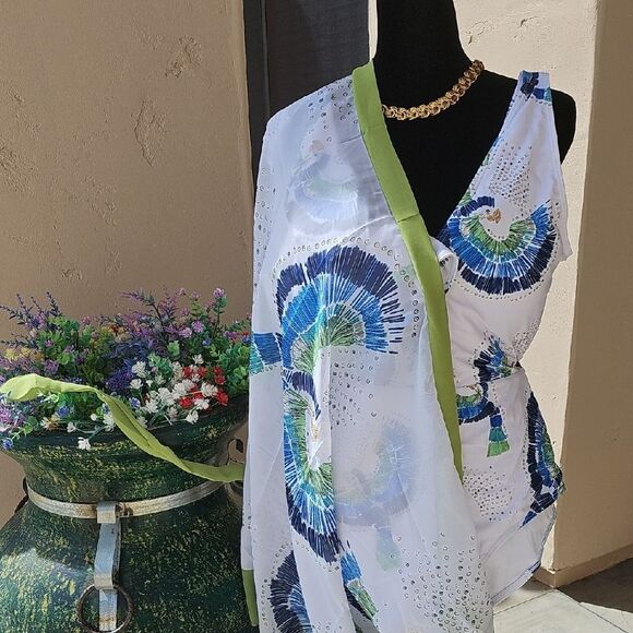 Womens One Piece Swimsuit With Sarong Size XL - Picture 9 of 9